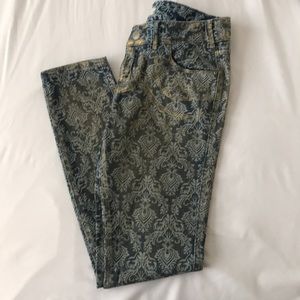 Free People vintage paisley print gold dusted jean